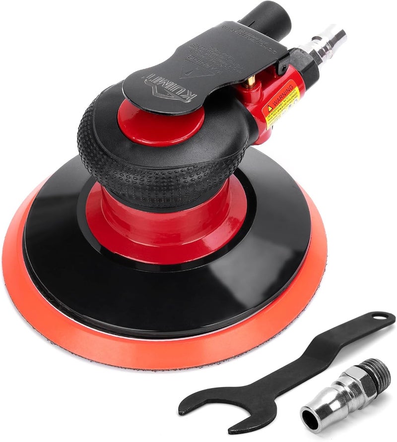 PUIMIT Professional 6" Dual Action Random Orbit Air Sander, Pneumatic Palm Sander, Low Vibration, Heavy Duty - Image 1